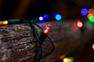 A picture of a Christmas light with a bokeh background for emphasis